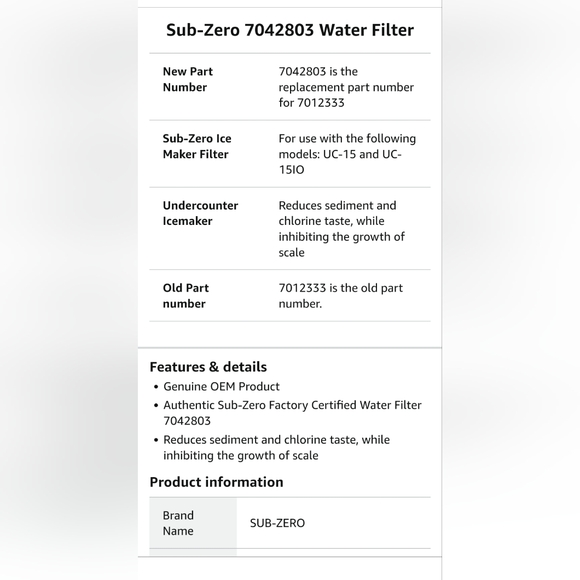 2 Pack Sub-Zero 7012333 Ice Maker Water Filter Replacement 7042803 UC-15 UC-15IO - Picture 3 of 9